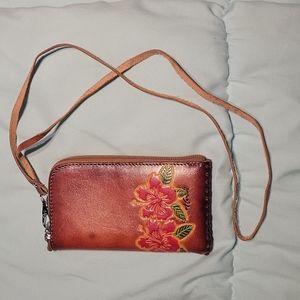 Hawaiian leather wristlet